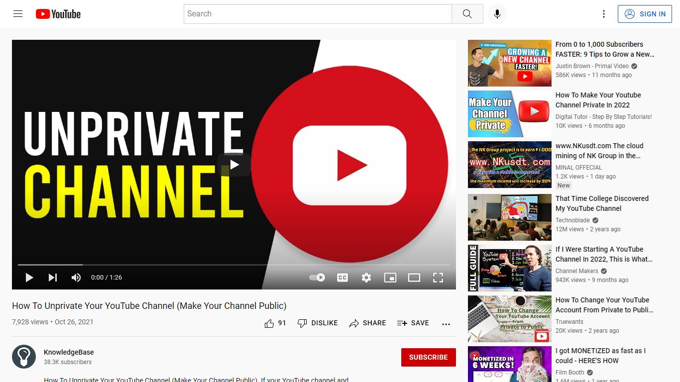 How To Unprivate Your YouTube Channel (Make Your Channel Public)