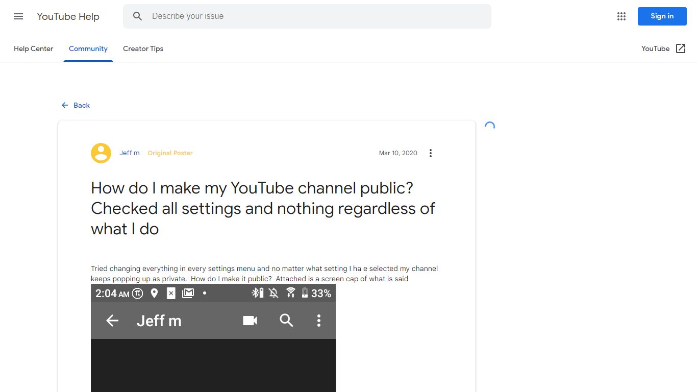 How do I make my YouTube channel public? Checked all settings ... - Google